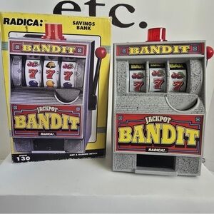 Vintage Radica Model 130 Bandit Savings coin Machine Bank Works